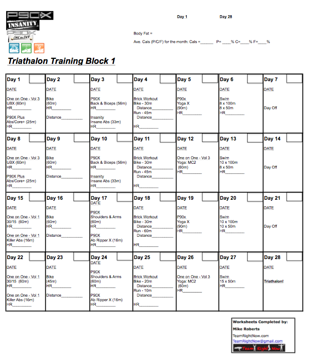 Triathalon Training And Nutrition Plan